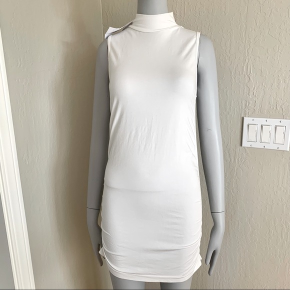 NWT FABLETICS Kathie Mock Neck Sleeveless Bodycon White Dress - Picture 12 of 16